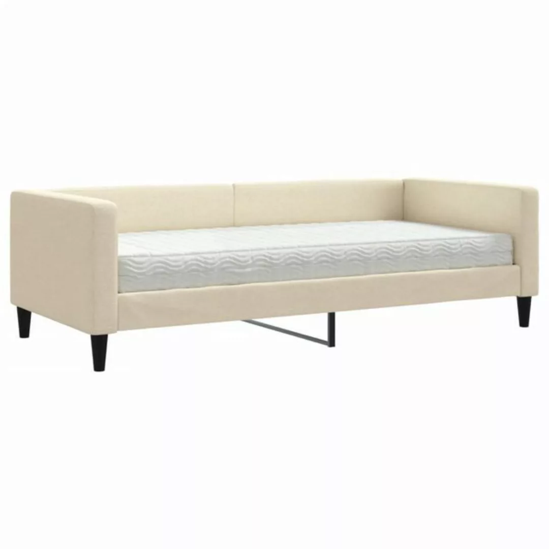 vidaXL Bett Tagesbett mit Matratze Creme 90x200 cm Stoff günstig online kaufen