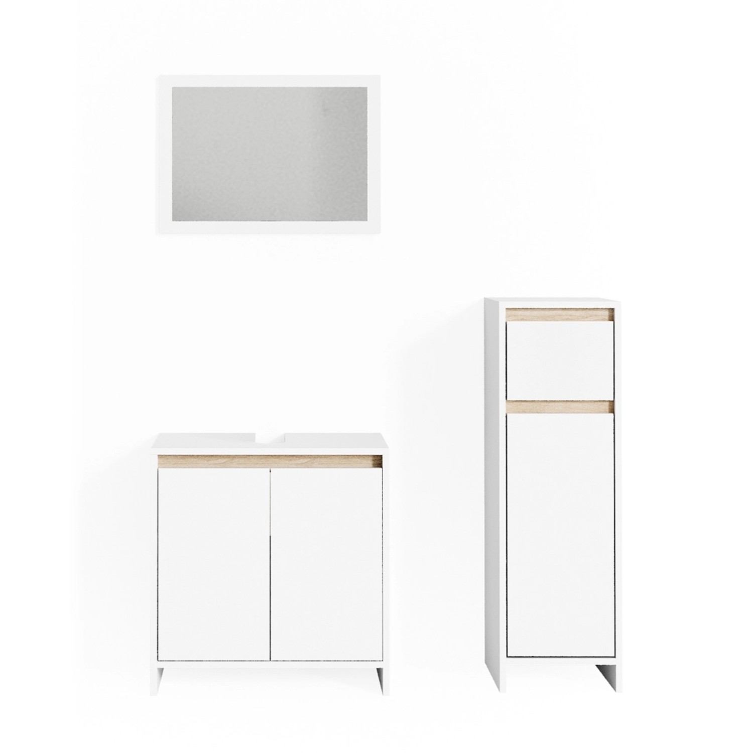 Vicco Badmöbel-Set Emma Weiß/Sonoma 3 Teile mit Midischrank günstig online kaufen