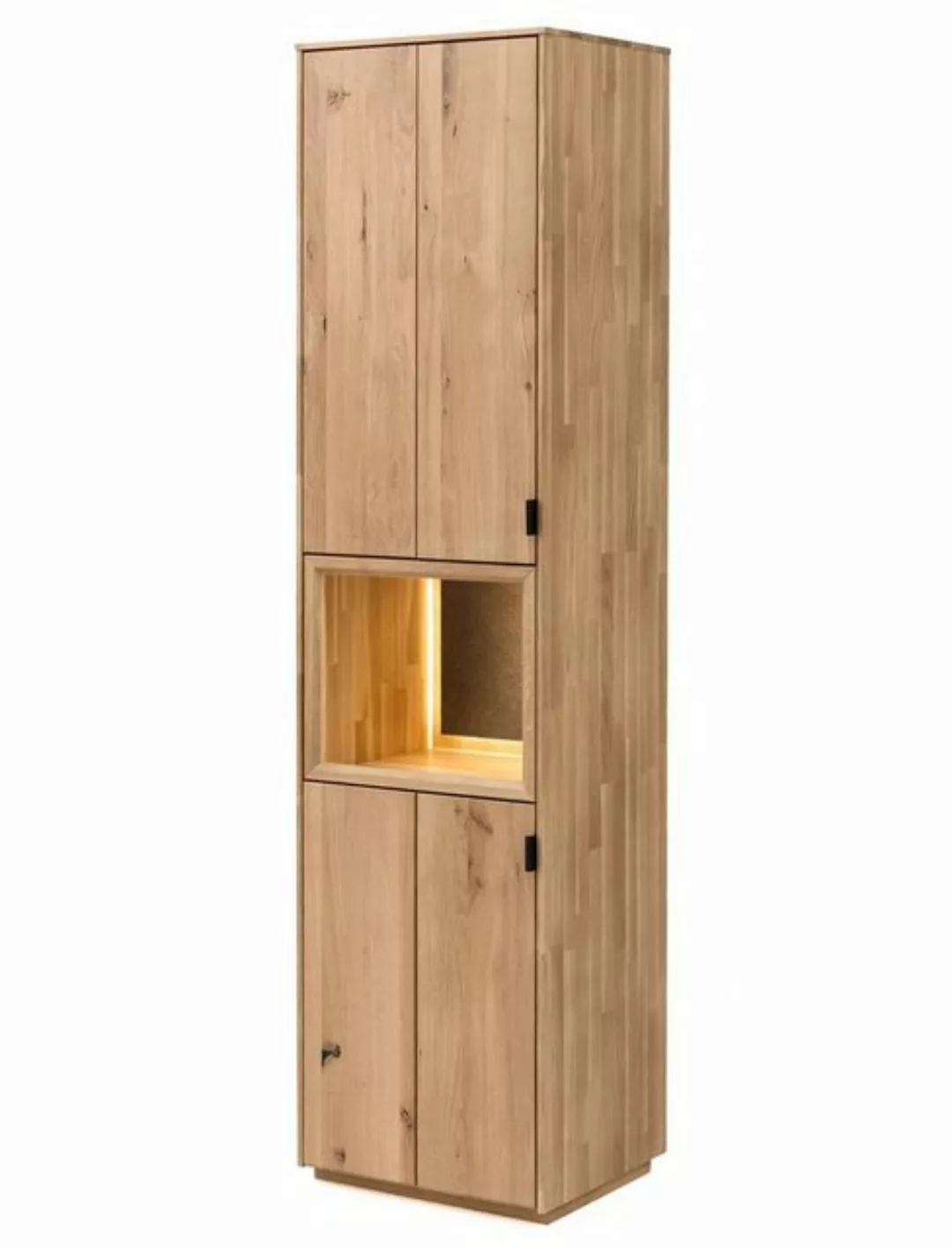 expendio Vitrine Porto 3 Eiche bianco massiv 50x203x42 cm mit Beleuchtung günstig online kaufen