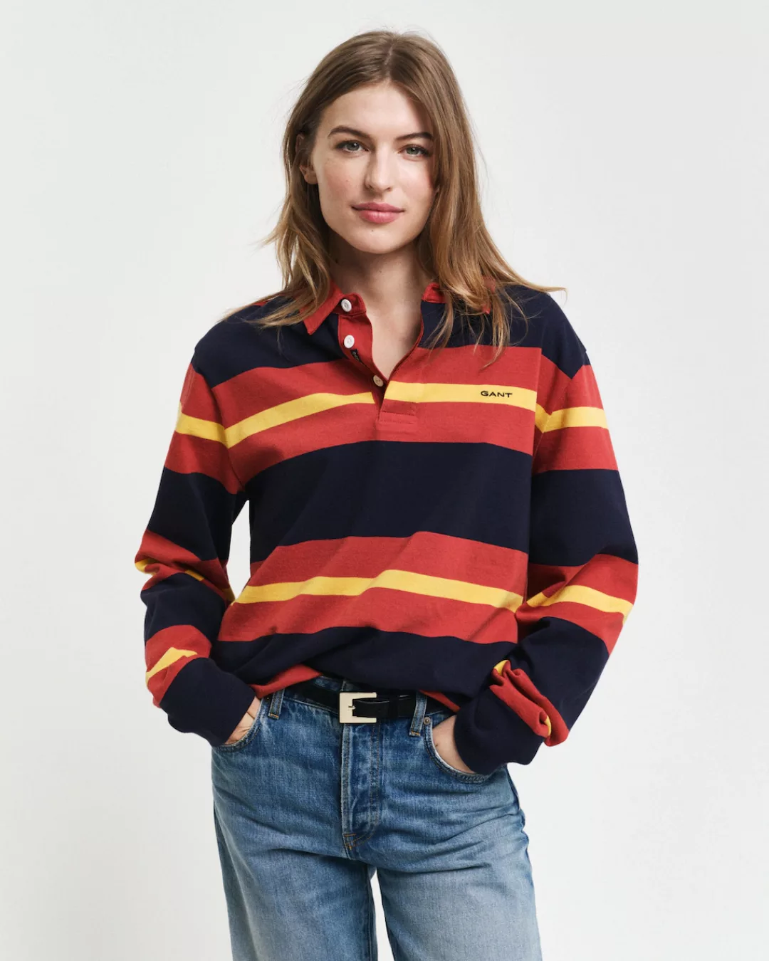 Gant Langarm-Poloshirt "MULTISTRIPE HEAVY RUGGER", mit bunten Streifen, uni günstig online kaufen