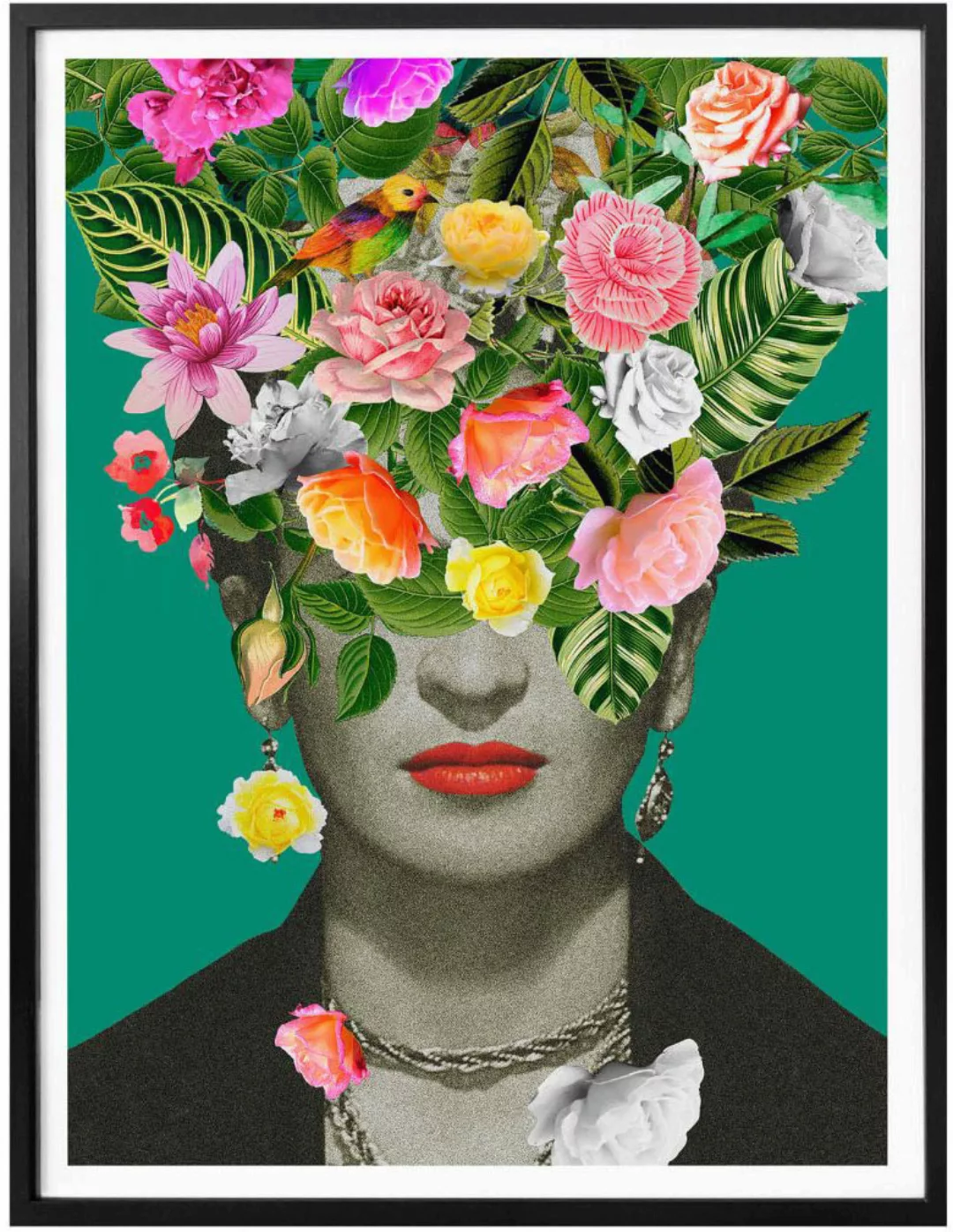 Wall-Art Poster »Frida Floral Blumenstrauß«, Schriftzug, (1 St.), Poster oh günstig online kaufen