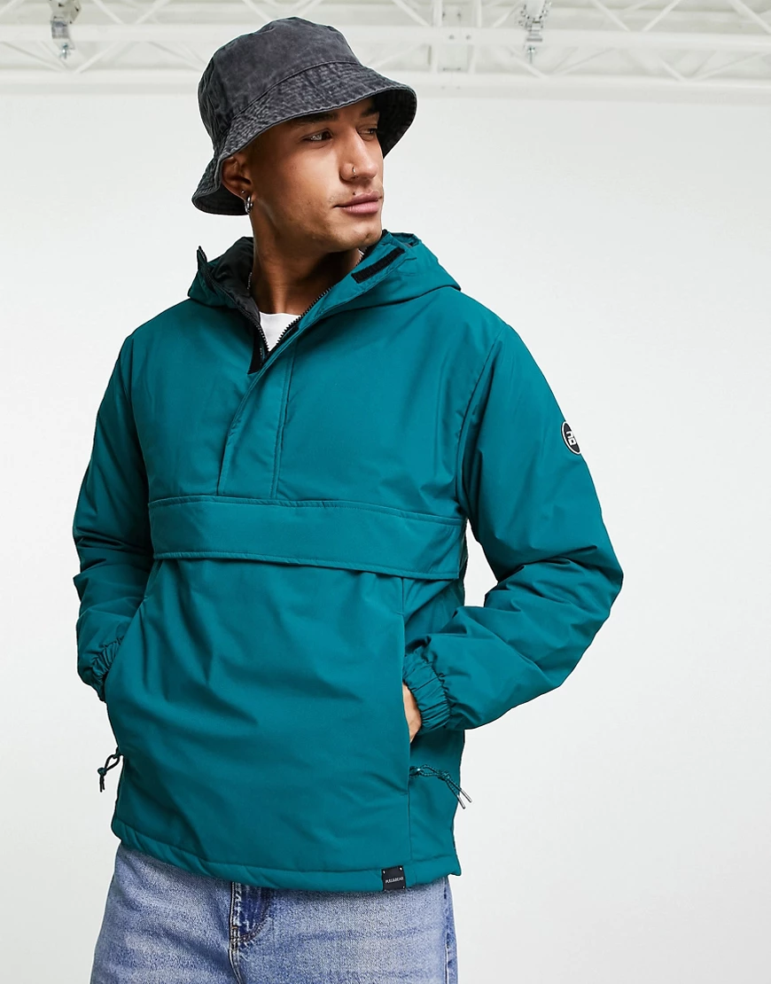 Pull&Bear – Wattierte Jacke zum Hineinschlüpfen in Petrol-Blau günstig online kaufen