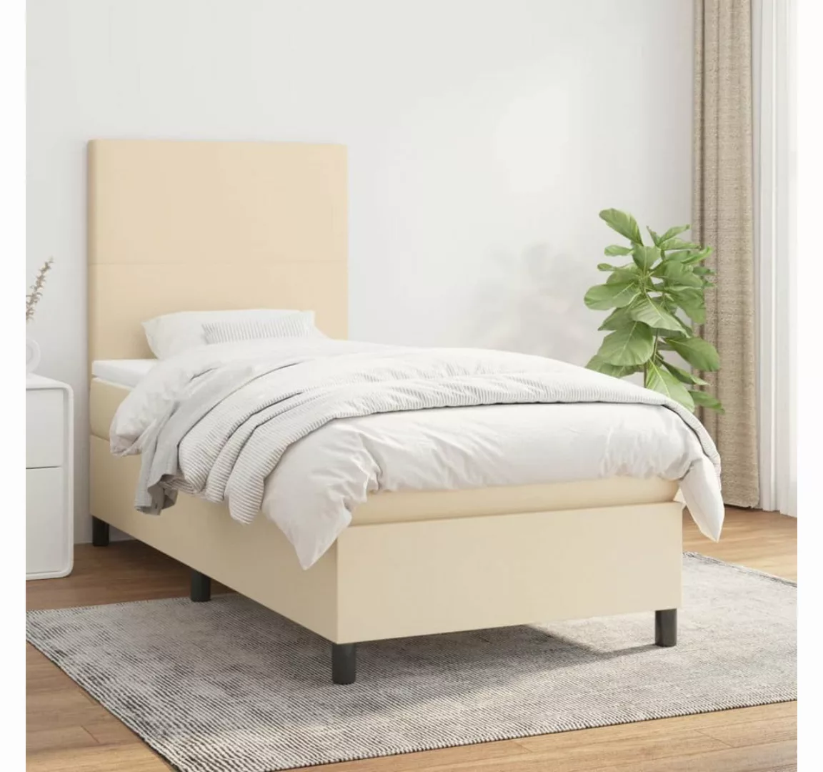 vidaXL Boxspringbett Bett Boxspringbett mit Matratze Stoff (90 x 190 cm, Cr günstig online kaufen