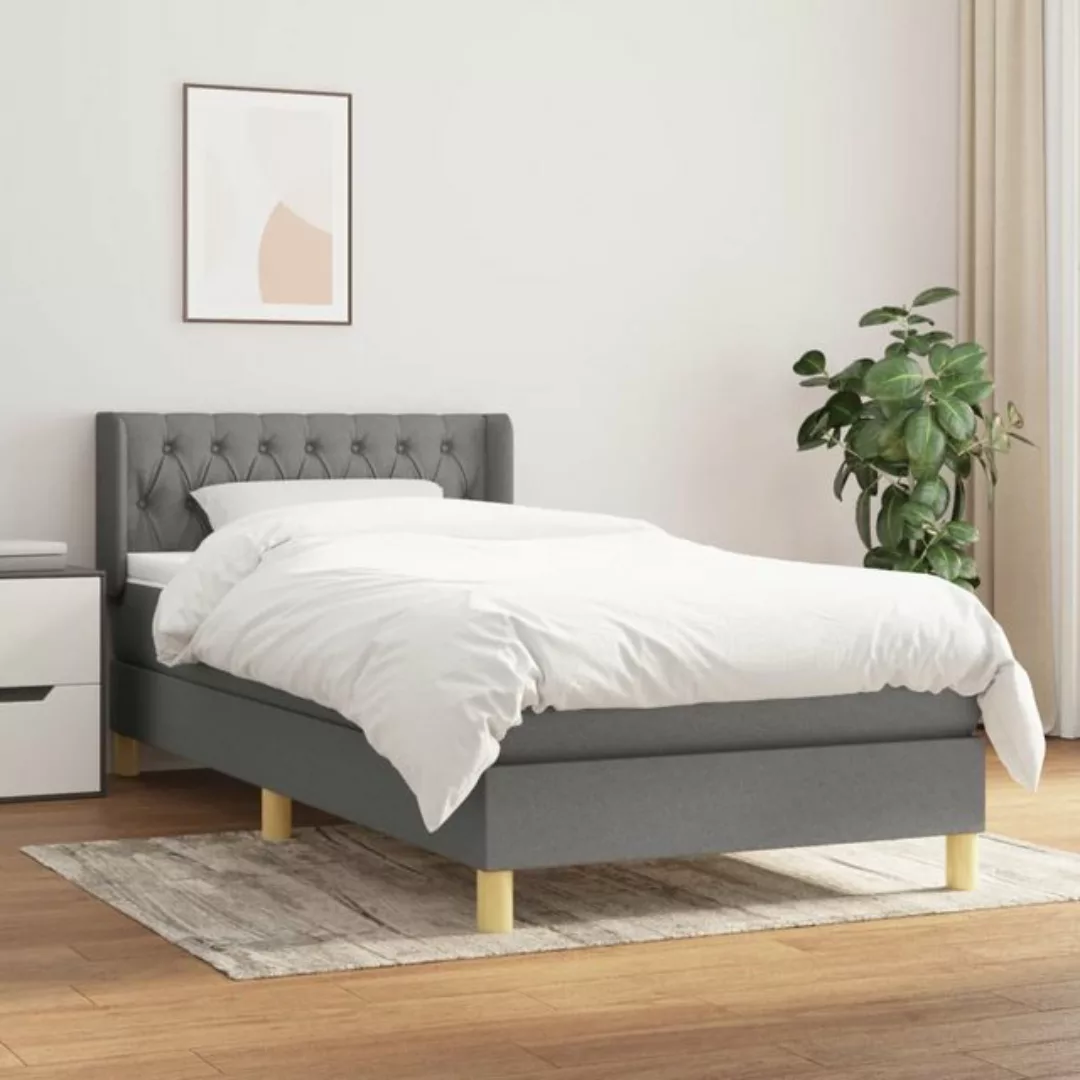 vidaXL Bettgestell Boxspringbett mit Matratze Dunkelgrau 90x190 cm Stoff Be günstig online kaufen