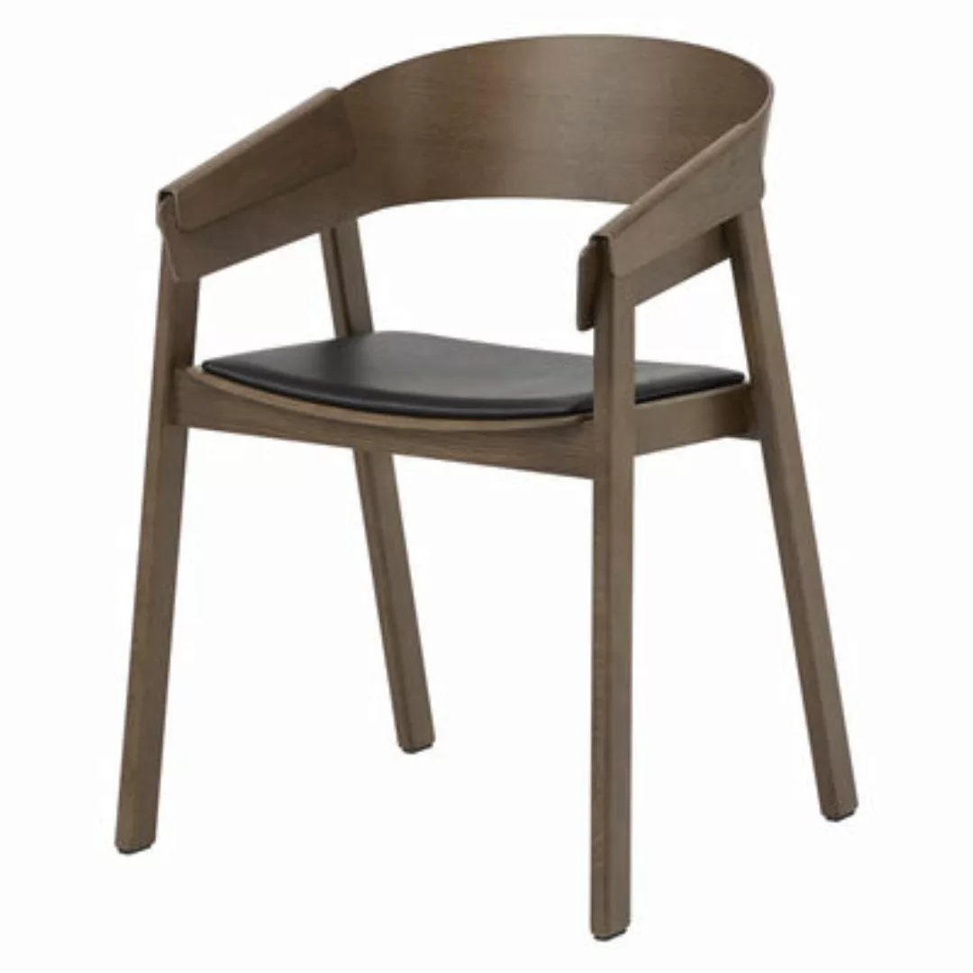 Sessel Cover leder holz natur / Holz - Sitzfläche aus Leder - Muuto - Holz günstig online kaufen