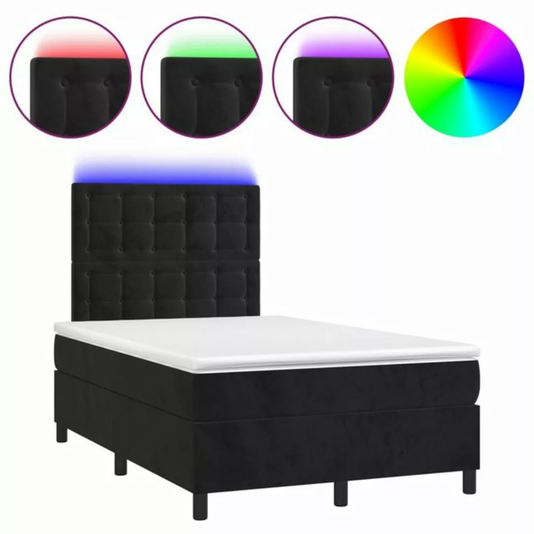 vidaXL Boxspringbett Boxspringbett mit Matratze LED Schwarz 120x200 cm Samt günstig online kaufen