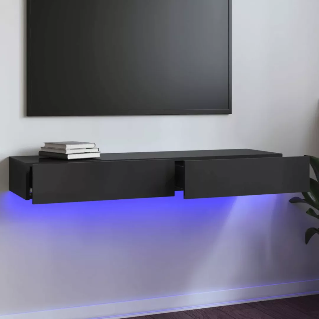 Vidaxl Tv-schrank Mit Led-leuchten Hochglanz-grau 120x35x15,5 Cm günstig online kaufen