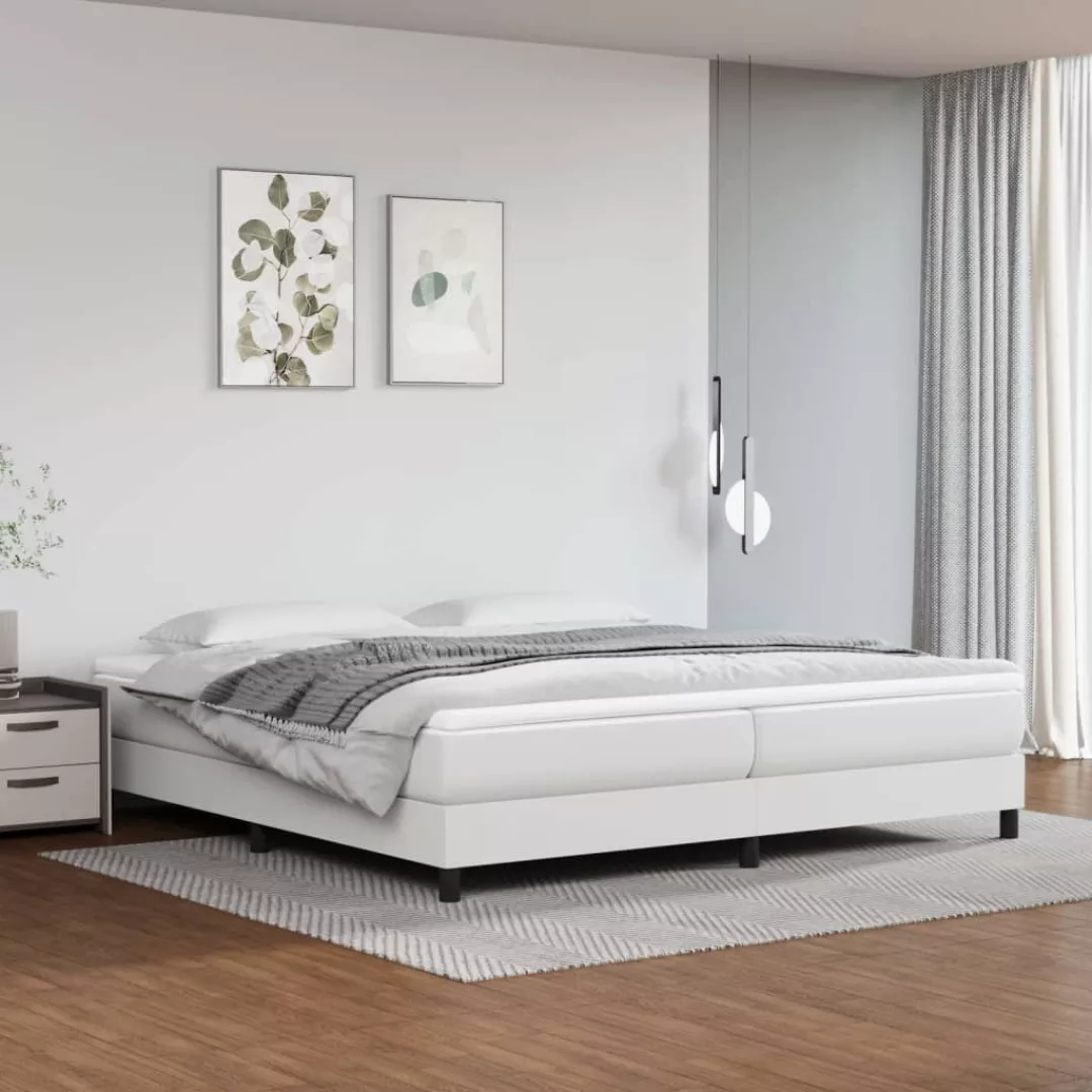 vidaXL Bettgestell Boxspringbett mit Matratze Weiß 200x200 cm Kunstleder Be günstig online kaufen