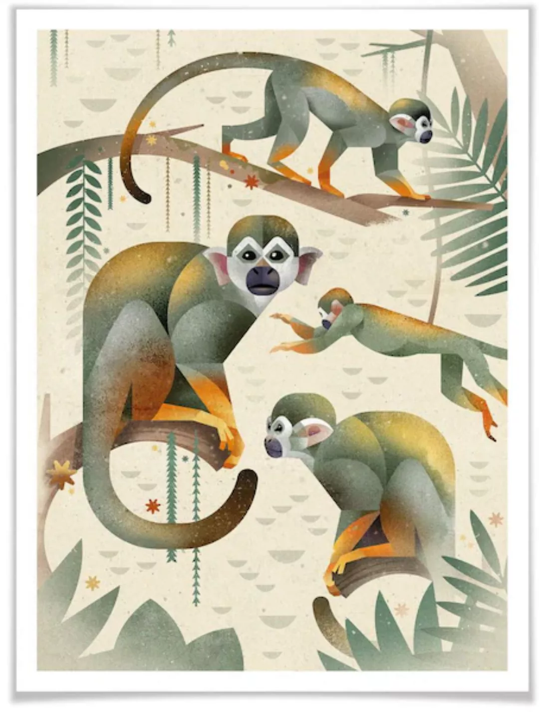 Wall-Art Poster »Squirrel Monkeys«, Tiere, (1 St.), Poster ohne Bilderrahme günstig online kaufen