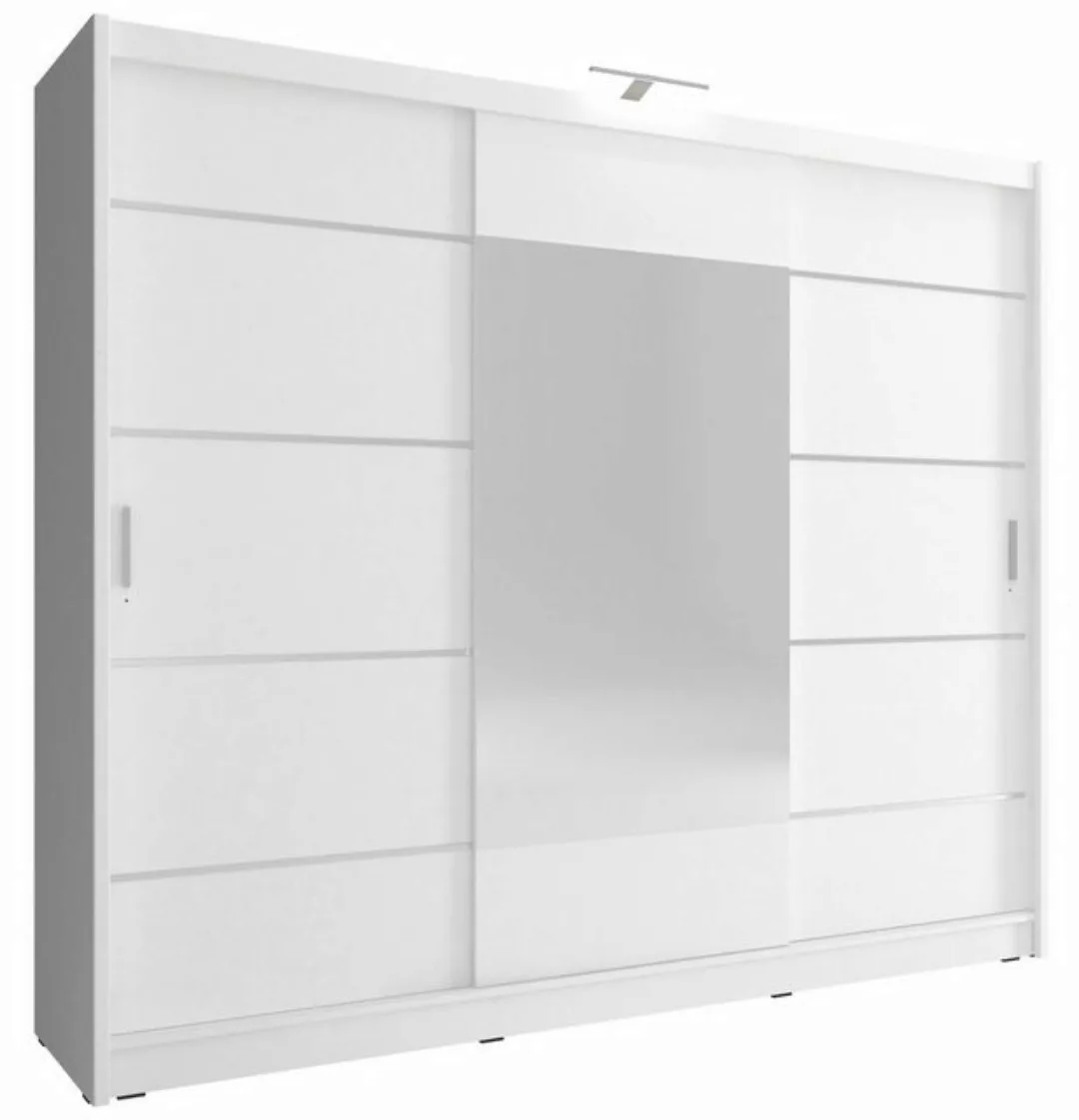 MOEBLO Kleiderschrank KUBA 250 ALU (Dekorative Aluminiumleisten, Wohnzimmer günstig online kaufen