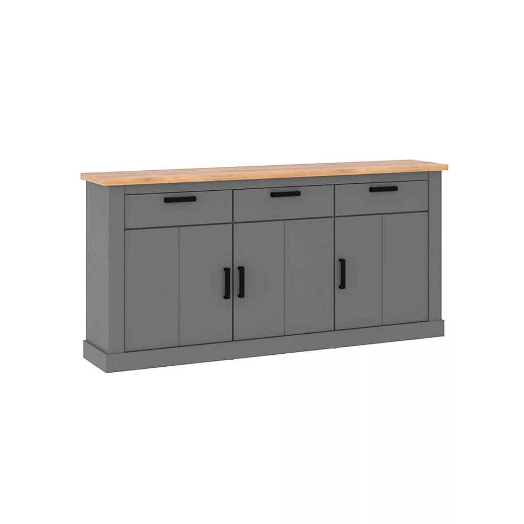 Sideboard 170cm, anthrazit mit Eiche, PADBORG-129 günstig online kaufen