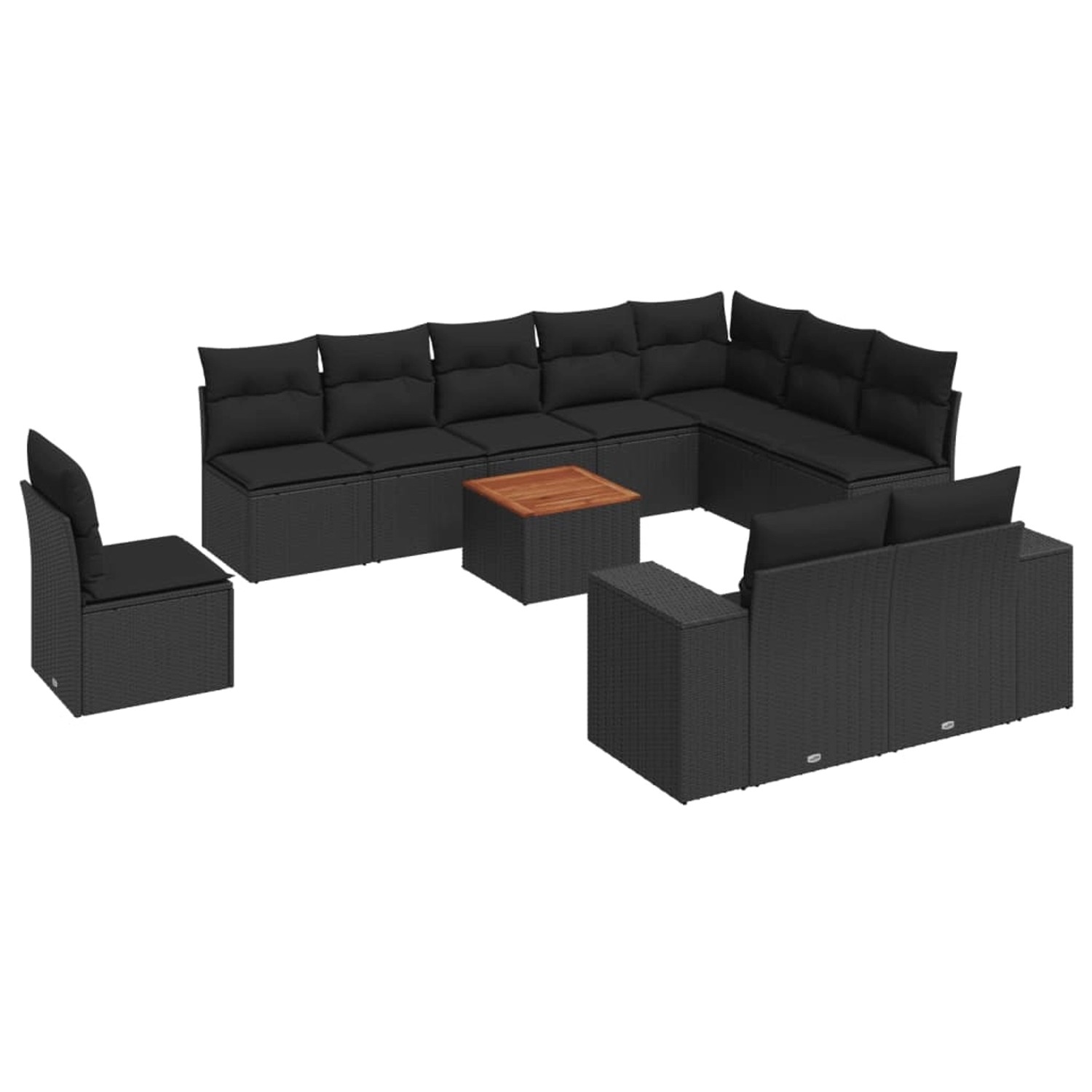 vidaXL 11-tlg Garten-Sofagarnitur mit Kissen Schwarz Poly Rattan Modell 77 günstig online kaufen