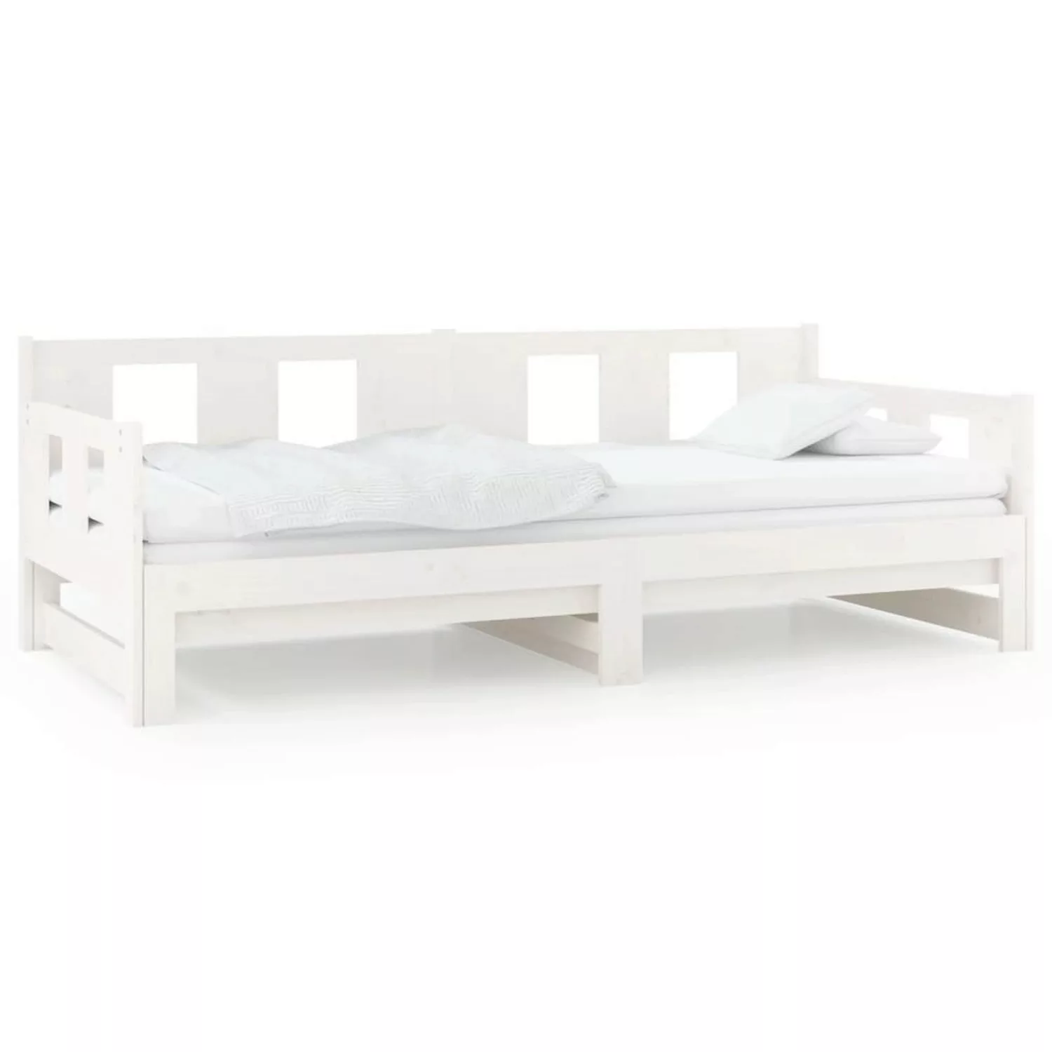 vidaXL Bett, Tagesbett Ausziehbar Weiß Massivholz Kiefer 2x(80x200) cm günstig online kaufen