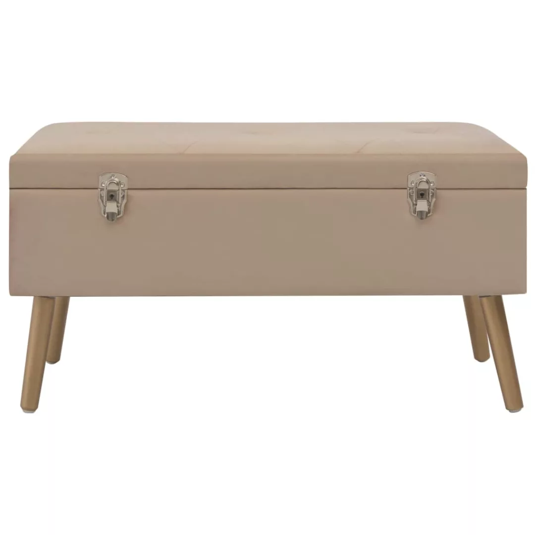 Bank Mit Stauraum 80 Cm Beige Samt günstig online kaufen