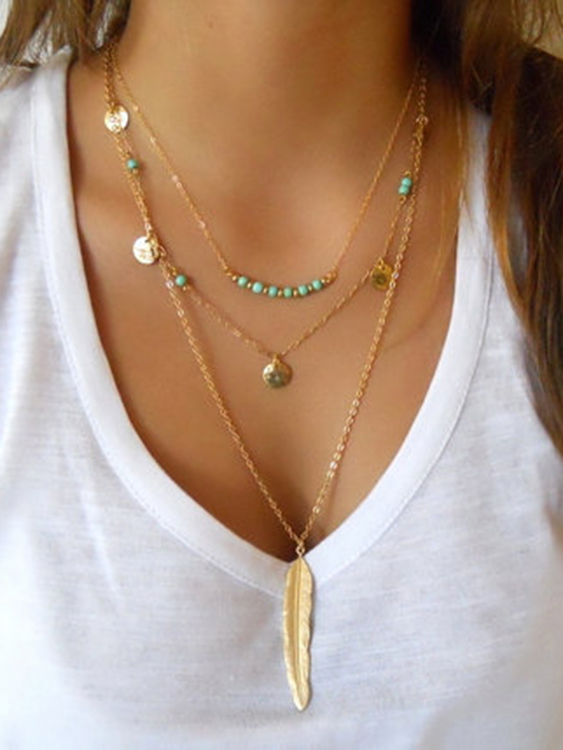 Gold-Metall-Halskette mit mehreren Ketten günstig online kaufen