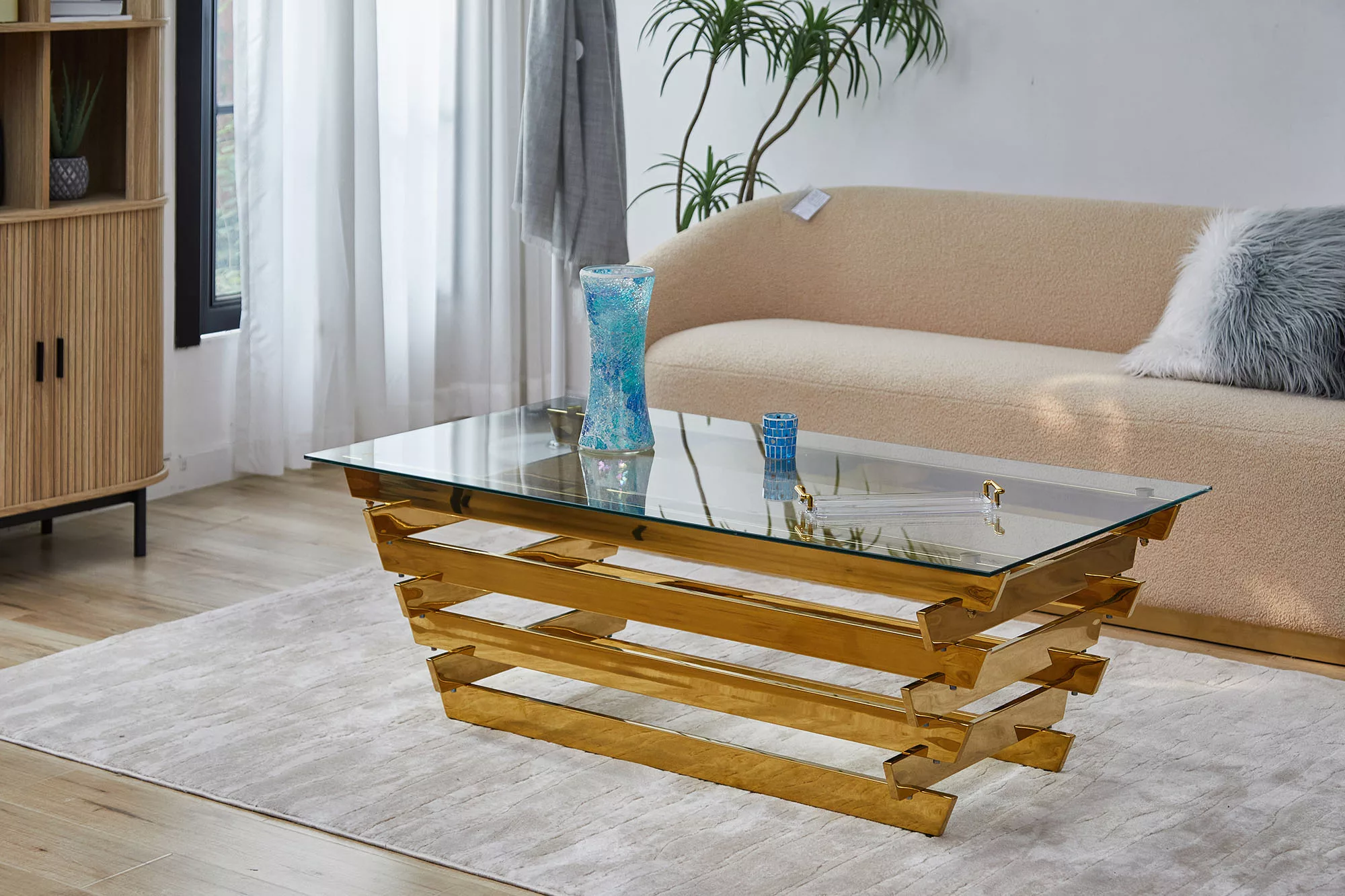 SalesFever Couchtisch, Edles Design-Gestell aus rostfreiem Stahl günstig online kaufen