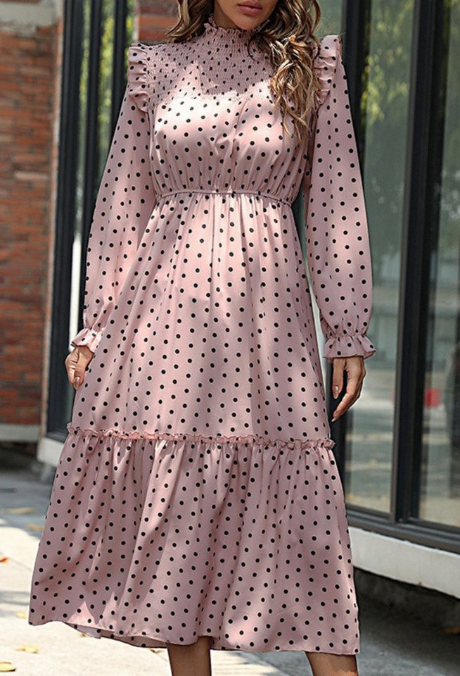 SEGUEN Sommerkleid Temperamentvolles Polka-Dot-Kleid (Modisches Rüschen-Lan günstig online kaufen