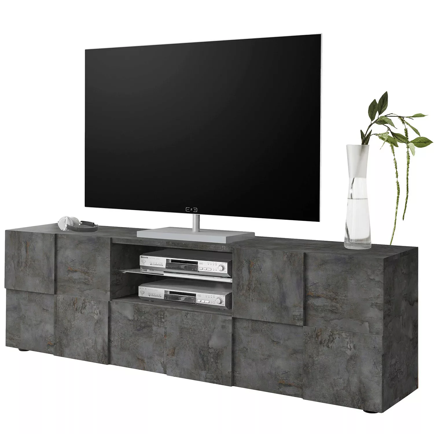 home24 LC Spa TV-Lowboard Dama II Graphit Spanplatte 181x57x42 cm (BxHxT) M günstig online kaufen