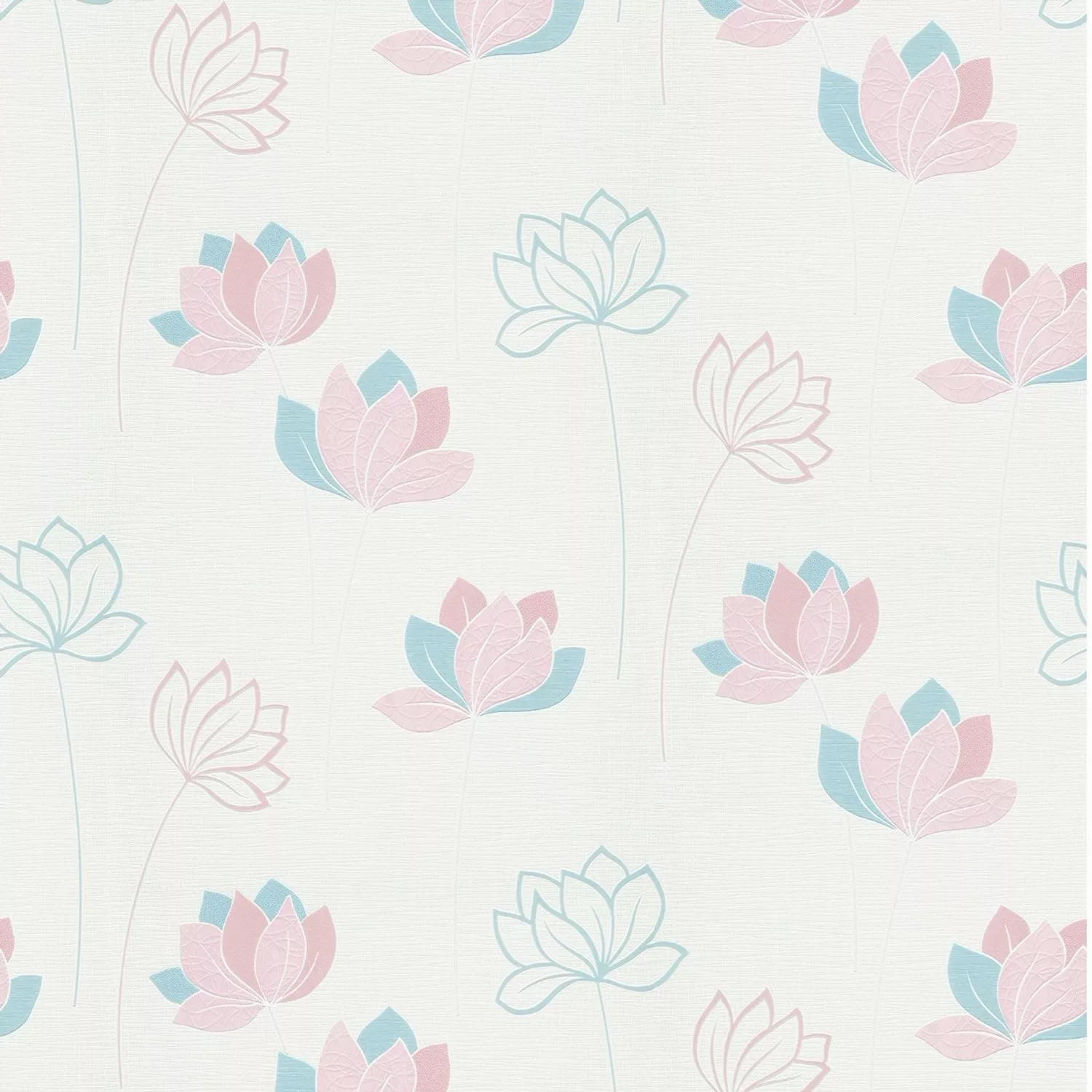 Bricoflor Moderne Tapete mit Lotus Blüten Florale Vliestapete in Rosa Weiß günstig online kaufen