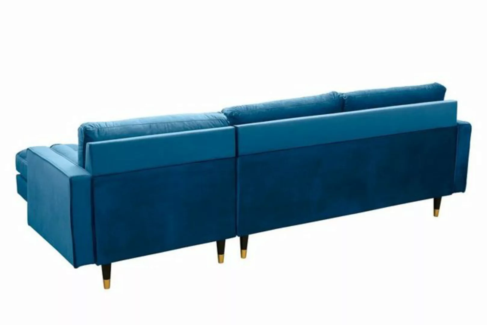 LebensWohnArt Sofa Ecksofa 260cm Ottomane beidseitig COMFORT blau Samt Fede günstig online kaufen