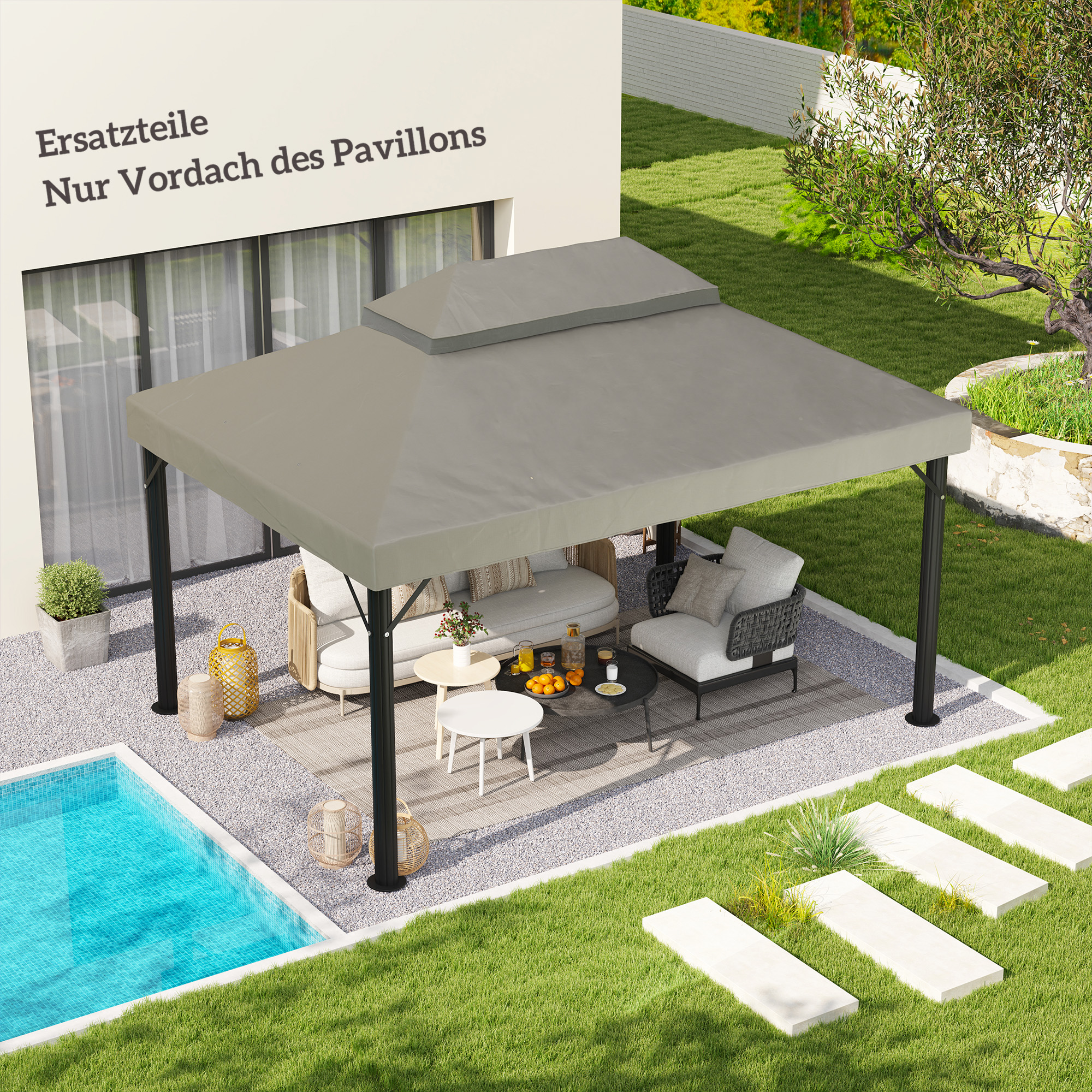 Outsunny Ersatzdach für Gartenpavillon 3 x 4 m, wasserdichte 370g/㎡ Doppel günstig online kaufen