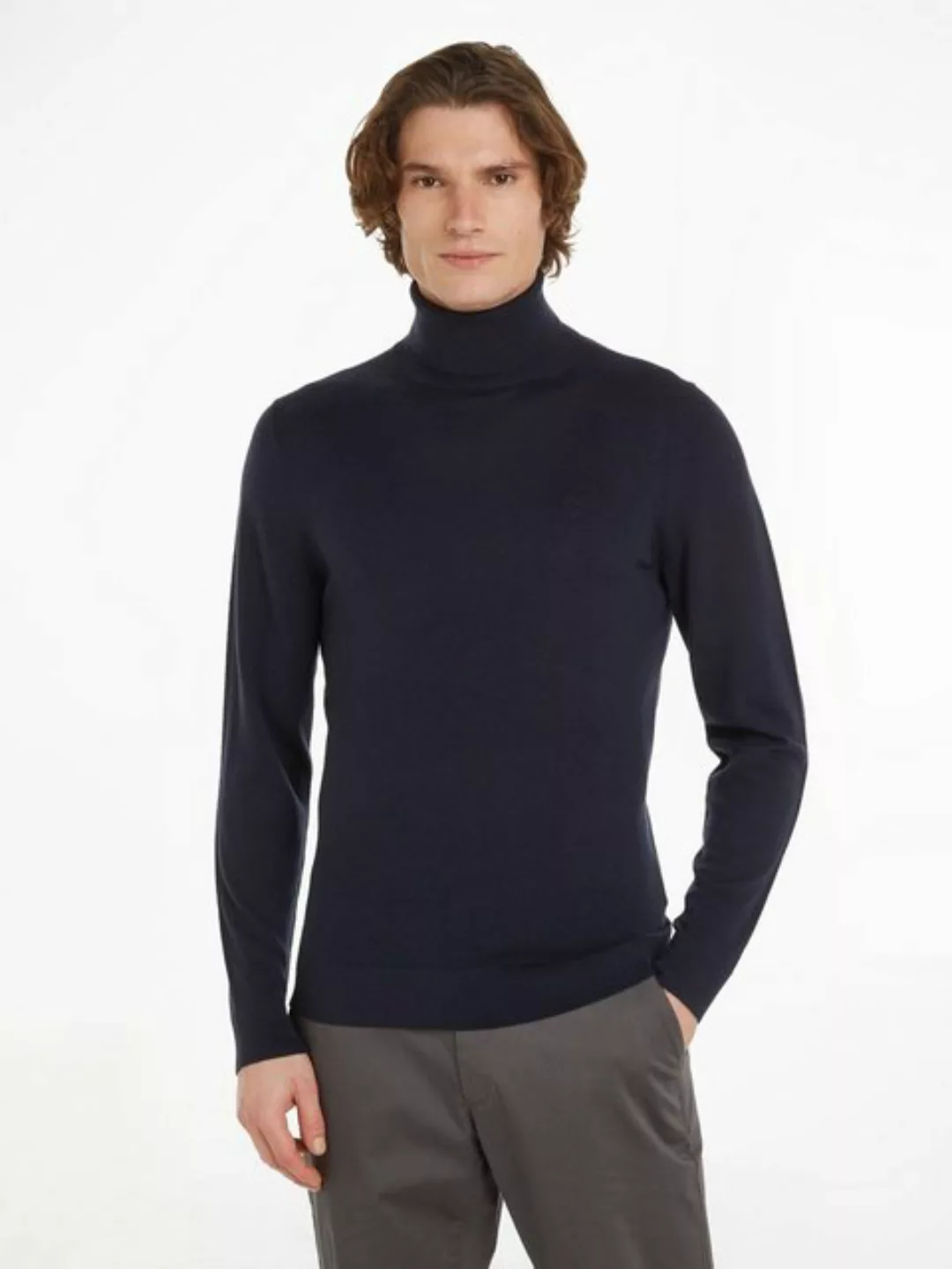 Calvin Klein Rollkragenpullover SUPERIOR WOOL TURTLE NECK mit Markenlabel günstig online kaufen