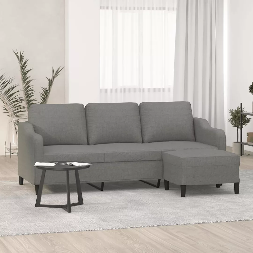 Vidaxl 3-sitzer-sofa Mit Hocker Dunkelgrau 180 Cm Stoff günstig online kaufen
