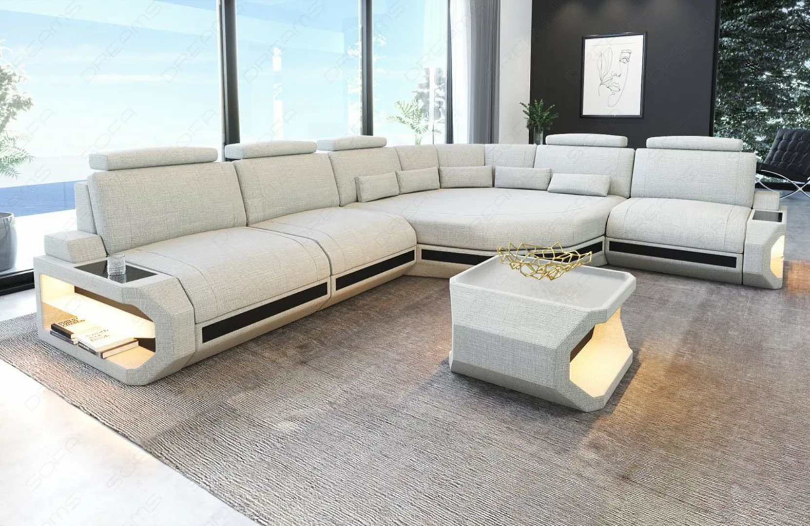 Sofa Dreams Ecksofa Stoff Polster Sofa Asti, L Form Stoffsofa mit LED, extr günstig online kaufen