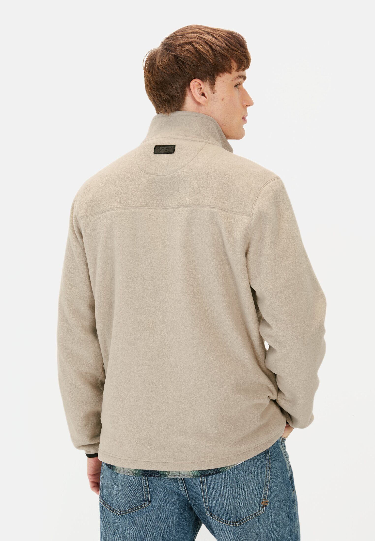 camel active Fleecejacke mit Stehkragen Markenlogo günstig online kaufen