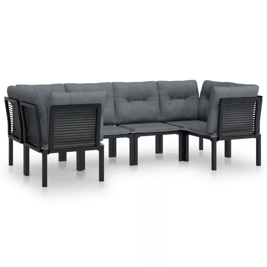 Vidaxl 6-tlg. Garten-lounge-set Schwarz Und Grau Poly Rattan günstig online kaufen