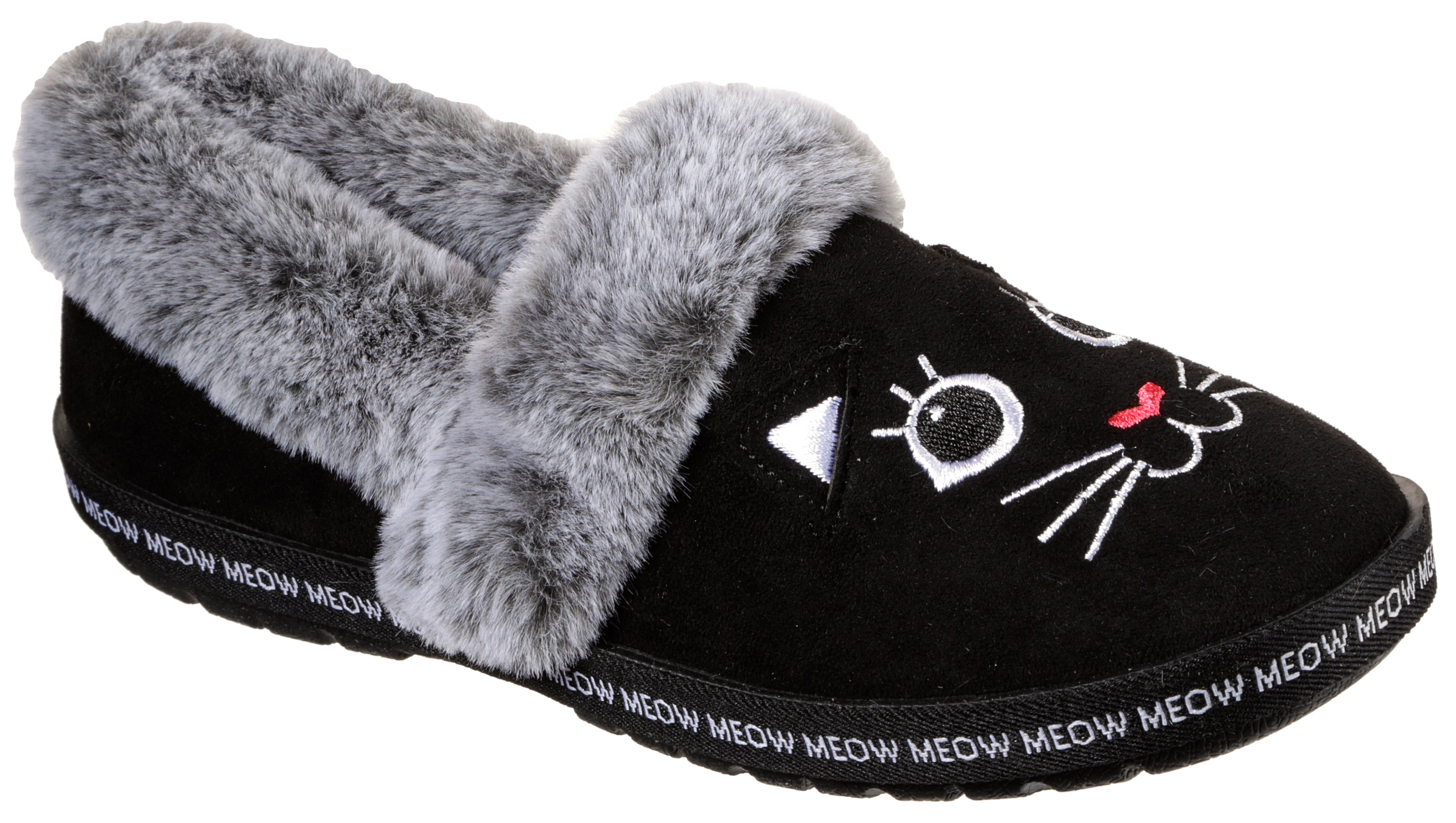 Skechers Pantoffel "TOO COZY MEOW PAJAMAS", Hausschuh mit gesticktem Katzen günstig online kaufen