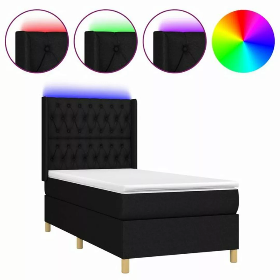 vidaXL Boxspringbett Boxspringbett mit Matratze LED Schwarz 80x200 cm Stoff günstig online kaufen