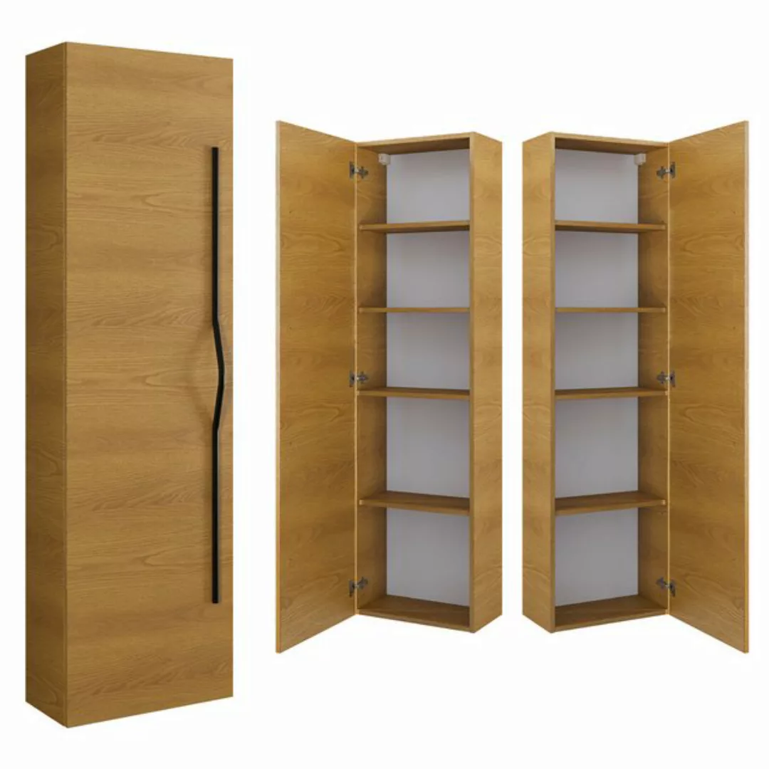 Lomadox Hochschrank PIHA-145 Badschrank Seitenschrank Midischrank Bad Eiche günstig online kaufen