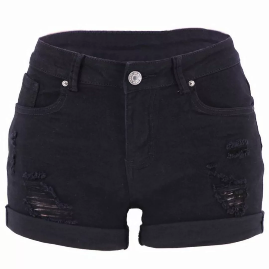 saburona Stretch-Jeans Zerrissene Jeans Shorts mit niedriger Taille für Dam günstig online kaufen