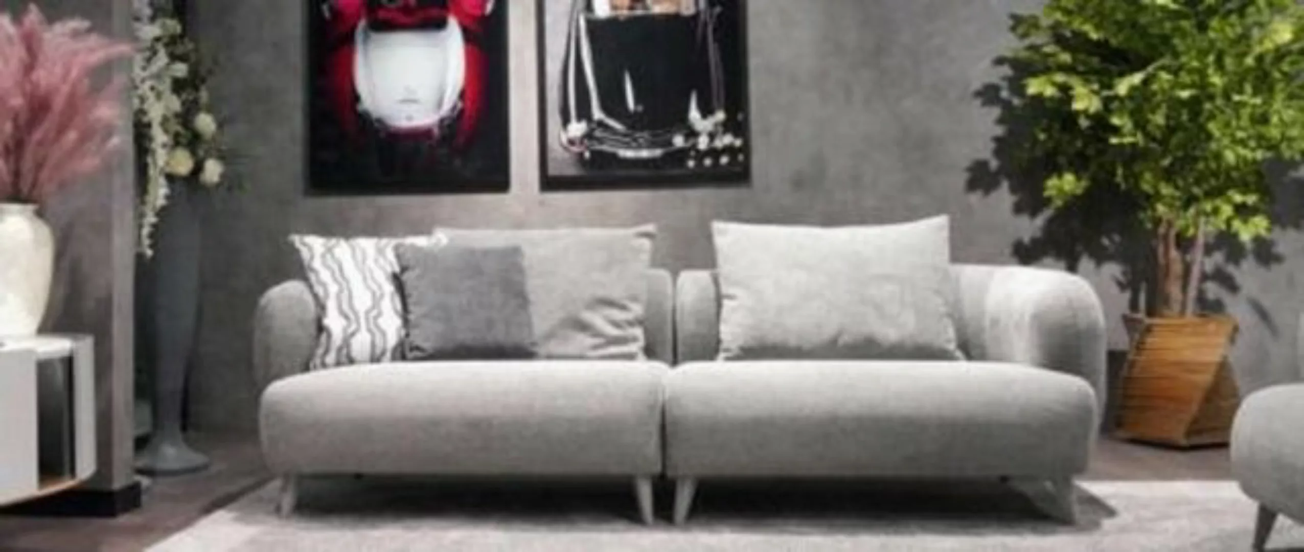 JVmoebel 3-Sitzer Luxus Sofa 3 Sitzer Design Grau Sofa Polster Textil Big x günstig online kaufen