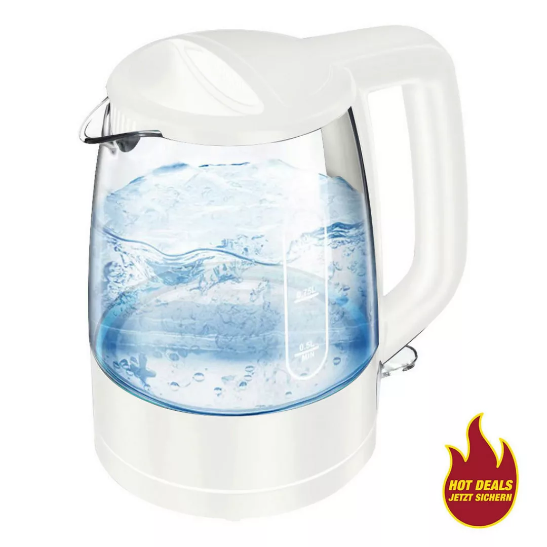 POCOline Wasserkocher WK-129195.1 weiß Kunststoff Glas ca. 1 l günstig online kaufen