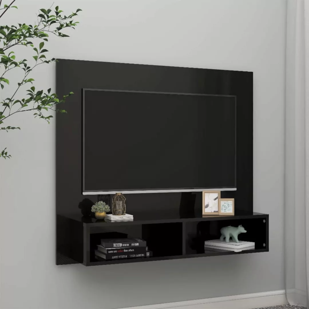 vidaXL TV-Schrank TV-Wandschrank Hochglanz-Schwarz 102x23,5x90 cm Spanplatt günstig online kaufen