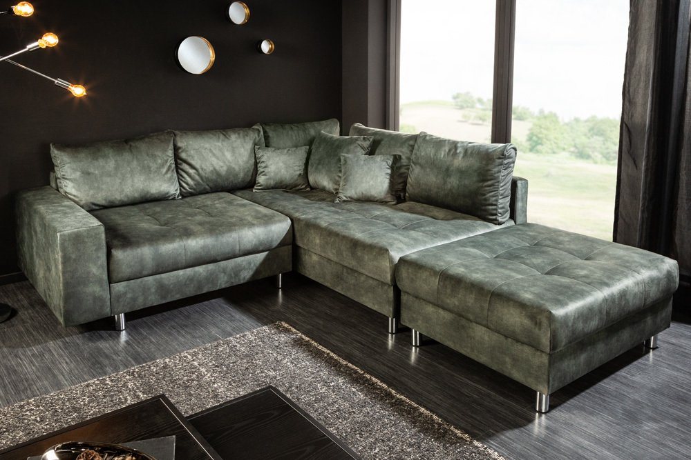 riess-ambiente Ecksofa KENT 220cm moosgrün, Einzelartikel 1 Teile, Wohnzimm günstig online kaufen