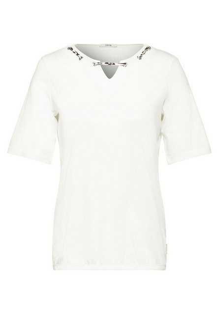 Cecil T-Shirt mit buntem Stringdetail günstig online kaufen