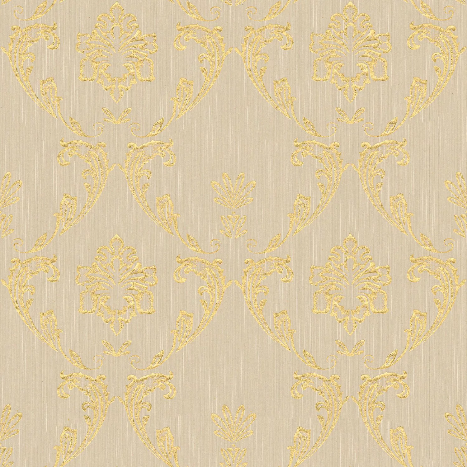 Bricoflor Ornament Tapete Creme Gold Edle Barock Vliestapete mit Textil Mus günstig online kaufen