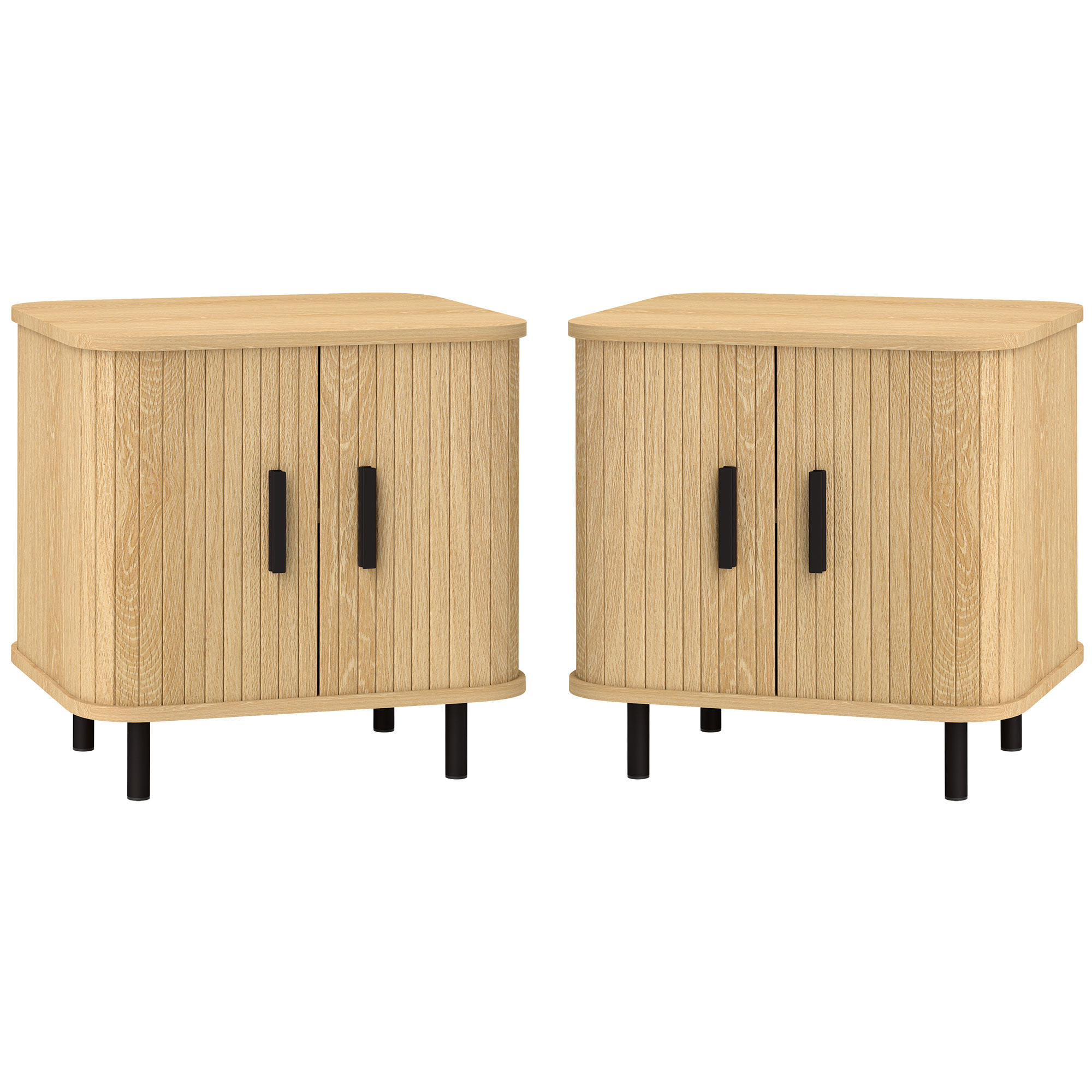 HOMCOM Set 2 Nachttische im skandinavischen Stil mit 2-stufigem Regal und R günstig online kaufen