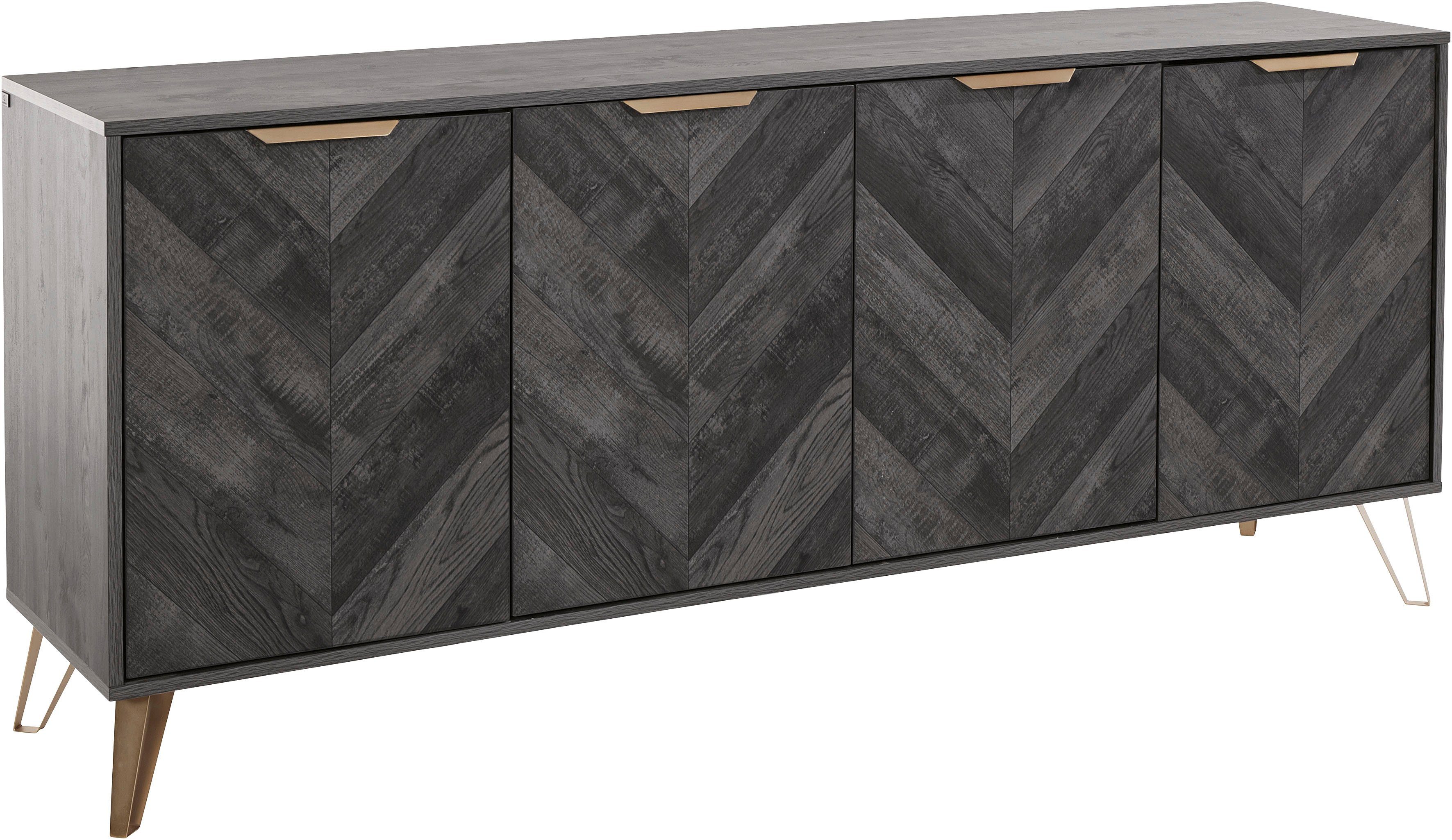 Leonique Sideboard Nanterie, Kommode mit Fischgrätenmuster, günstig online kaufen