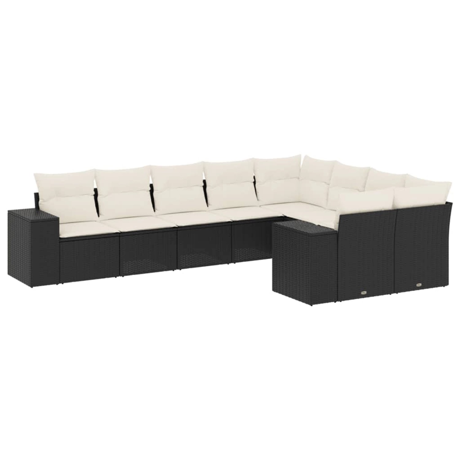 vidaXL 9-Tlg Garten-Sofagarnitur mit Kissen Schwarz Poly Rattan 3223035 günstig online kaufen