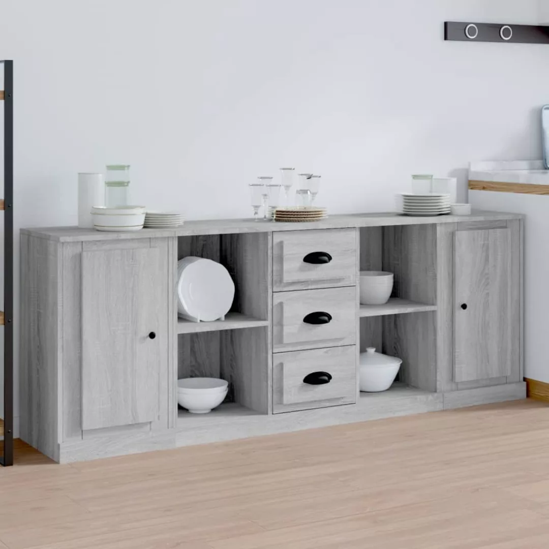 Vidaxl Sideboards 3 Stk. Grau Sonoma Holzwerkstoff günstig online kaufen