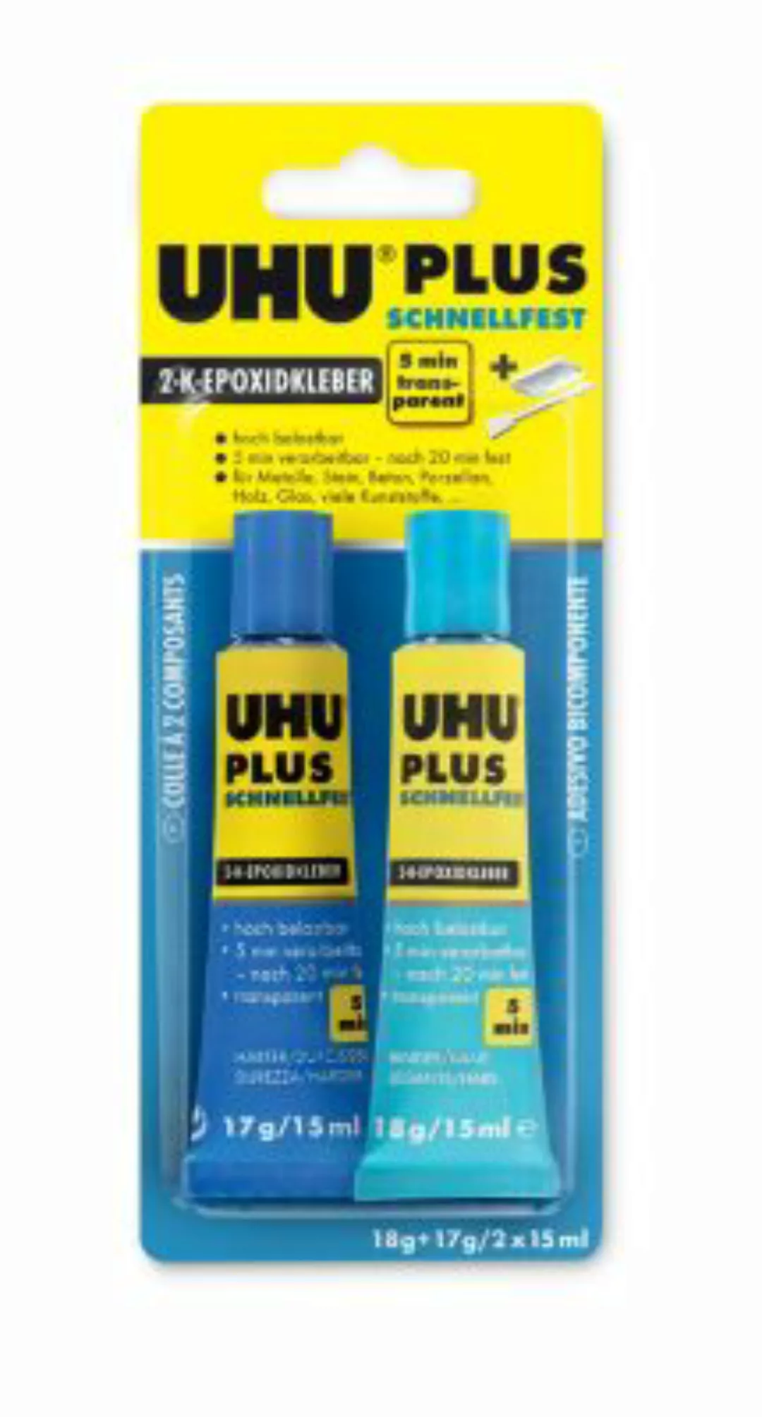 UHU PLUS SCHNELLFEST, 2-Komponenten-Epoxidharzkleber, ohne Lösungsmittel, 3 günstig online kaufen