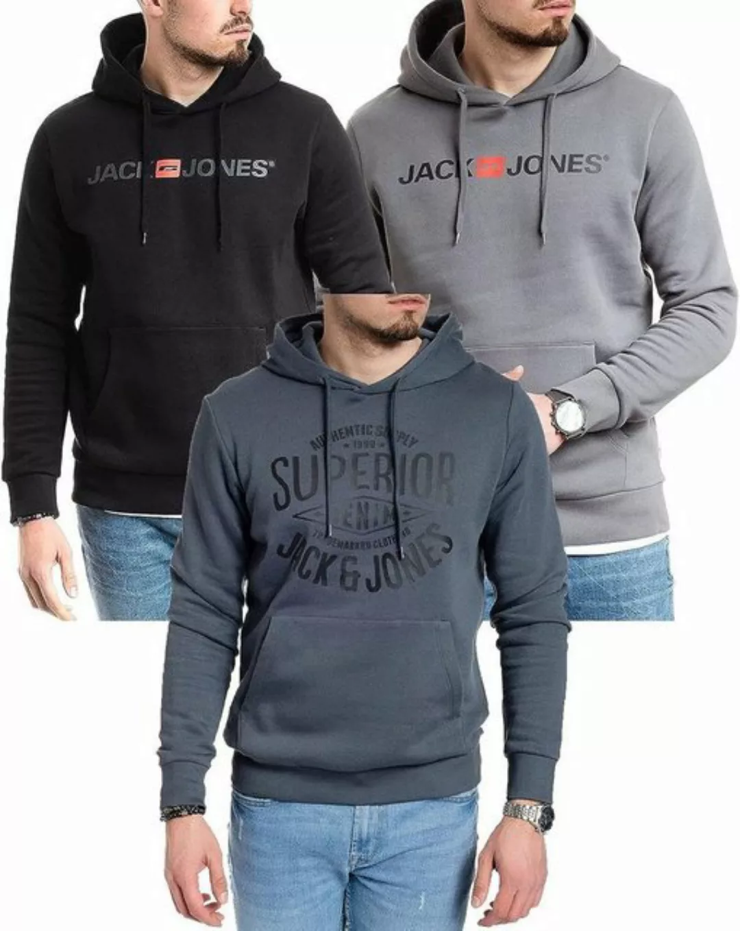 Jack & Jones Kapuzensweatshirt modische Hoodies mit Logoprint (Spar-Set, 3e günstig online kaufen