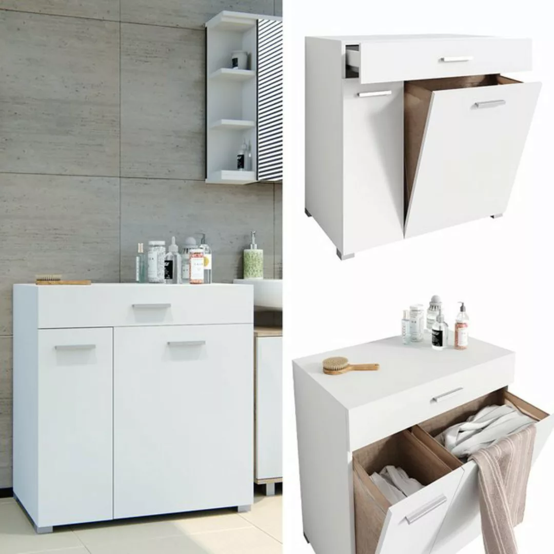 Vicco Wäscheschrank Matteo mit zwei Türen Weiß weiß günstig online kaufen