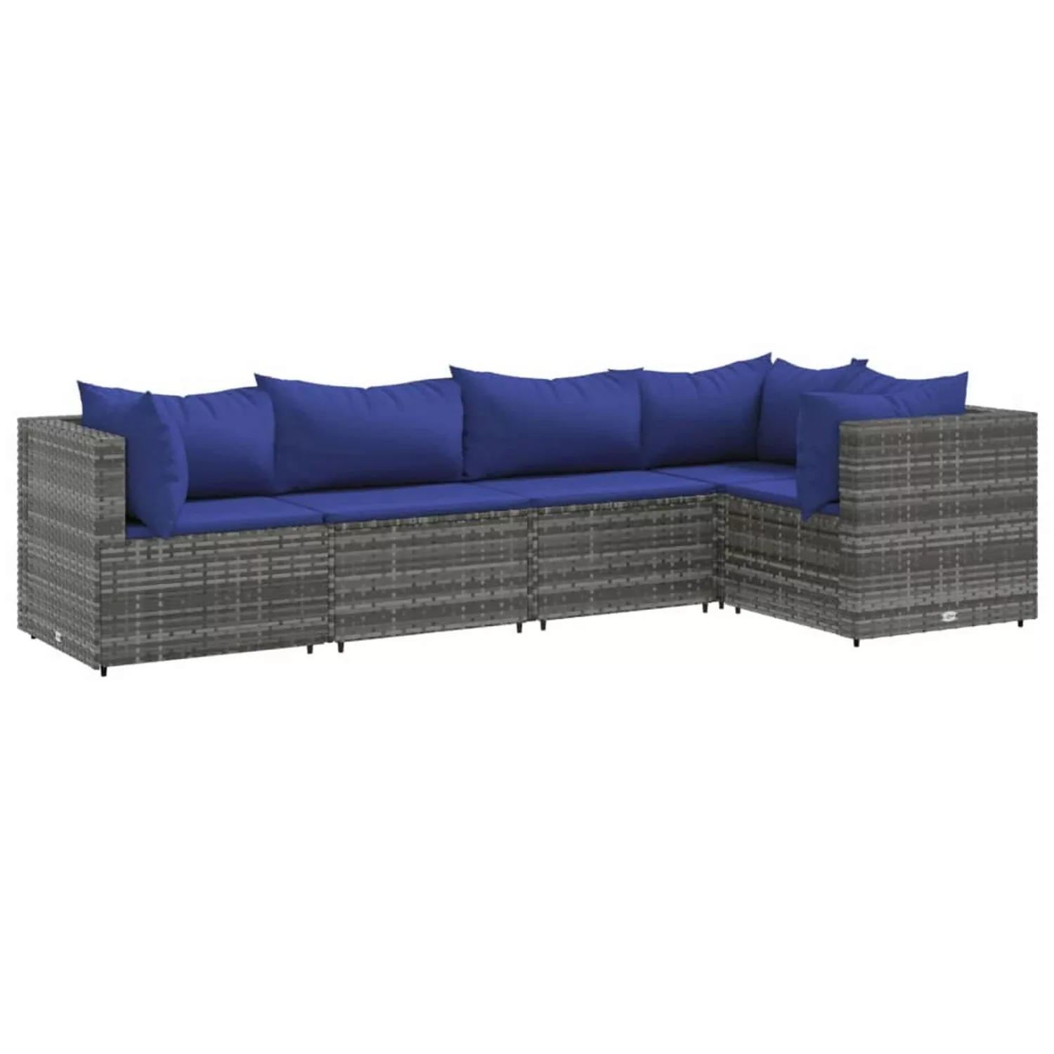 vidaXL 5-tlg Garten-Lounge-Set mit Kissen Grau Poly Rattan Modell 60 günstig online kaufen