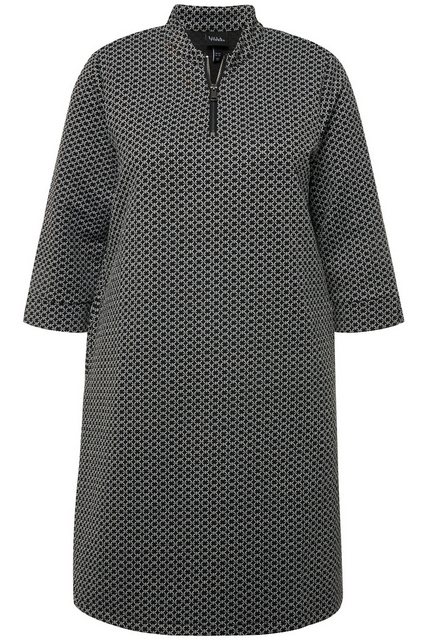 Ulla Popken Sommerkleid Jacquard-Kleid Stehkragen Reißverschluss 3/4-Arm günstig online kaufen