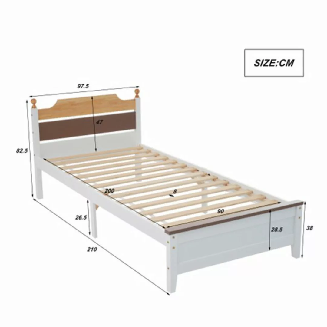 XDeer Einzelbett Einzelbett, Holzbett, Kiefernholzrahmen, Jugendbett, Erwac günstig online kaufen